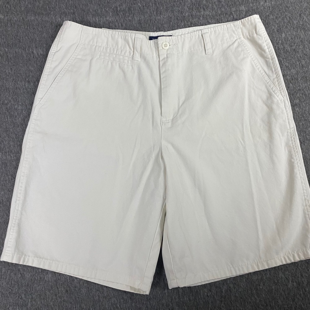 Vtg Nautica Jeans Company Womens 12 Off White Cotton Chino Shorts White 33 Waist